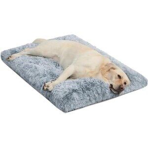 Large Dog Bed Crate PadMat for Medium Dogs&Cats,Fulffy Faux Fur Kennel Pad Comfy